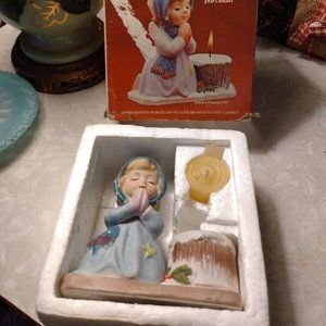 Vintage Bisque Kids Praying Girl Candle Holder
